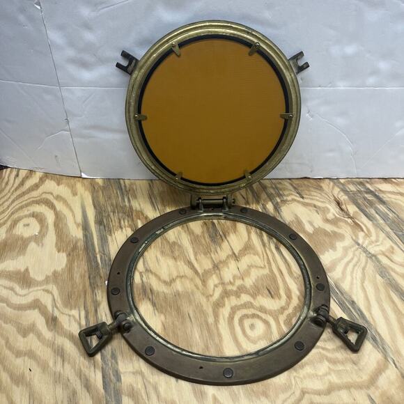 Porthole Mirror 11” Vintage Solid Brass Maritime Nautical Boat Wall Decor - Picture 4 of 10